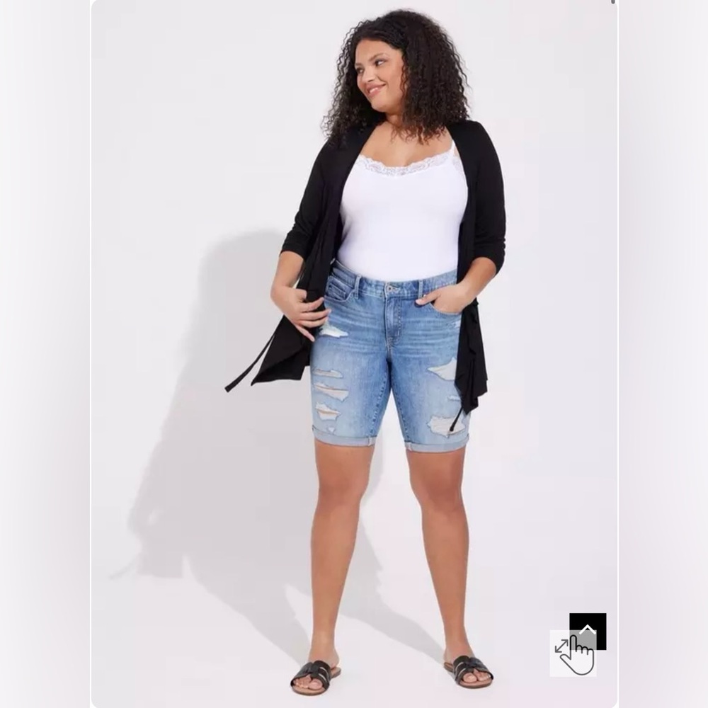 Torrid Jean Shorts Distressed Mid-Rise